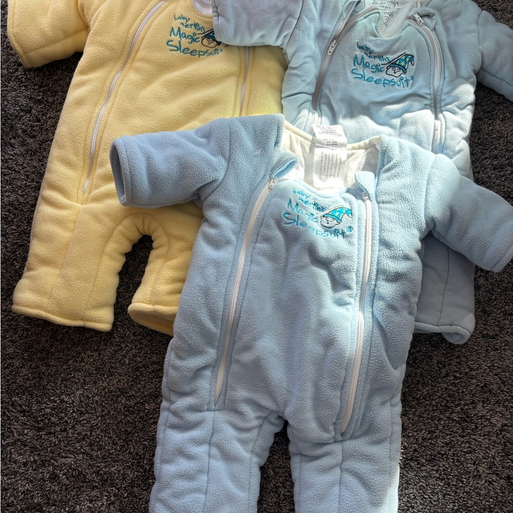 Baby Merlin's Magic SleepSuits in Blue and Yellow- 3